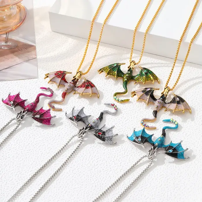 Goth Fly Dragon pendentif collier homme femme Punk
