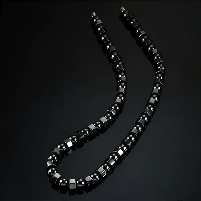 Collier en hématite noire, collier thérapie magnétique guérison, soulagement douleur pour le cou
