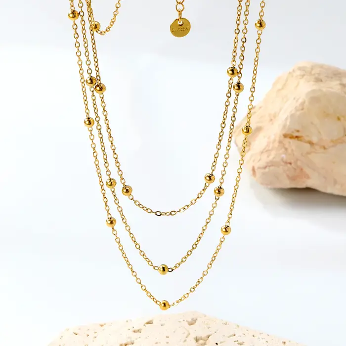LUXUKISSKIDS – Collier minimaliste en chaîne de perles à 3 couches
