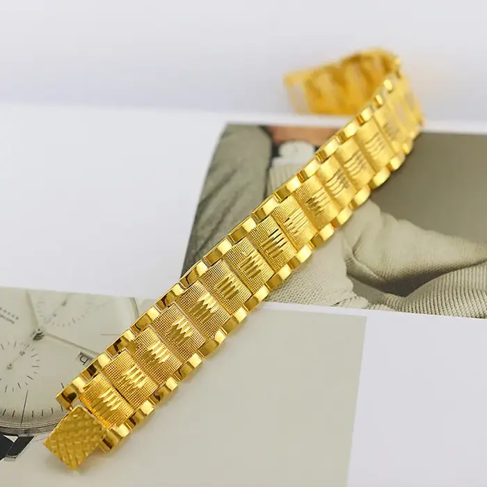Bracelet plaqué or 18 carats pour homme, argent regardé 925, bijoux classiques, mariage, cadeau de N