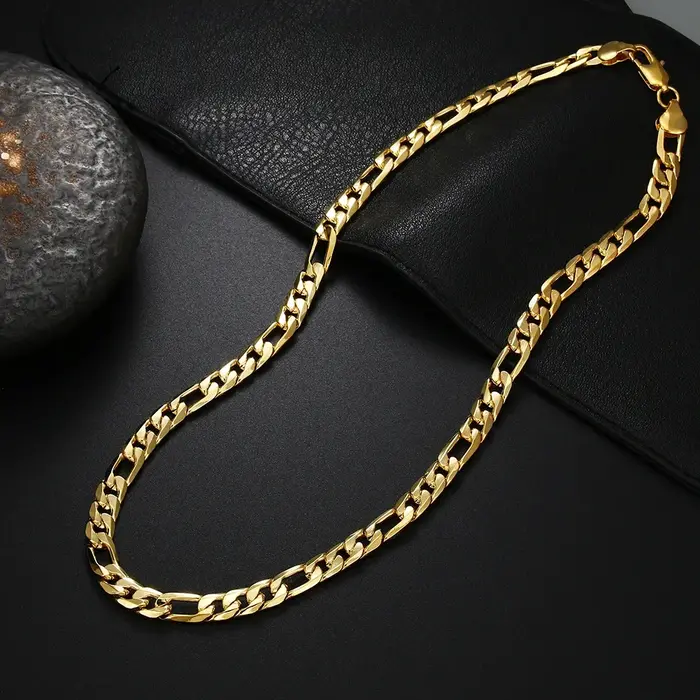 Collier classique en or plaqué 18 carats chaîne latérale bijou moderne pour homme occasions prestigieuses cadeau de mariage