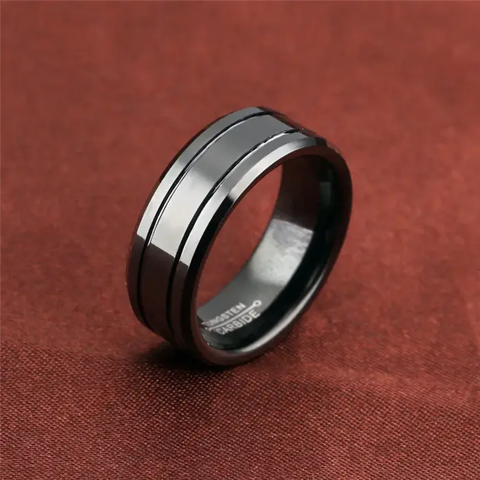 Bague en acier inoxydable noir pour hommes