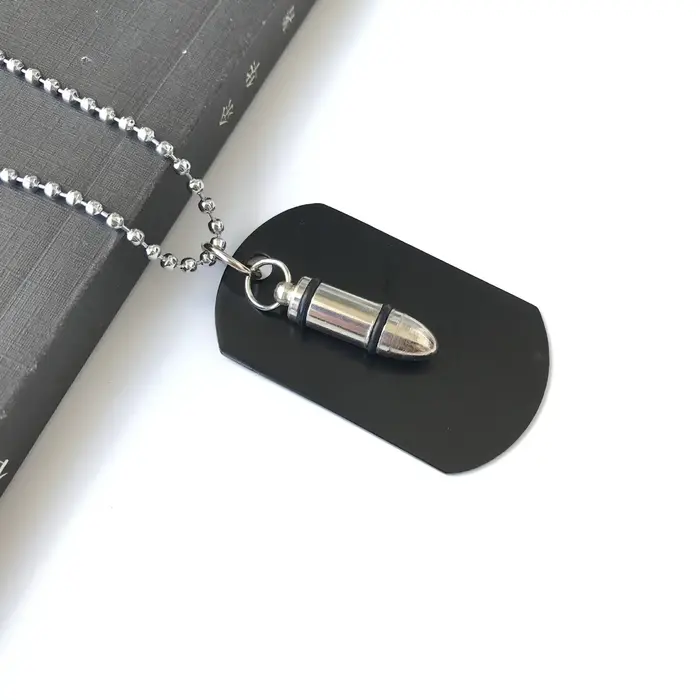 Collier militaire lisse avec pendentif balle
