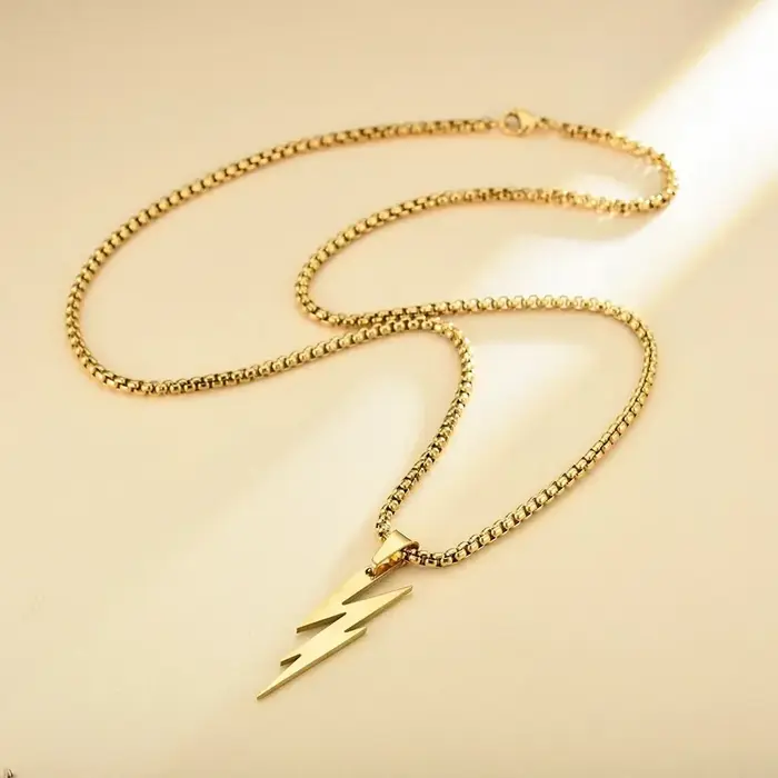 Collier pendentif Punk Lightning pour hommes et garçons