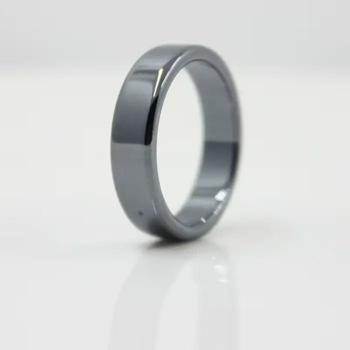 Bagues plates en hématite lisse de qualité AAA, bijoux à la mode, largeur 6 mm (1 pièce) HR1002