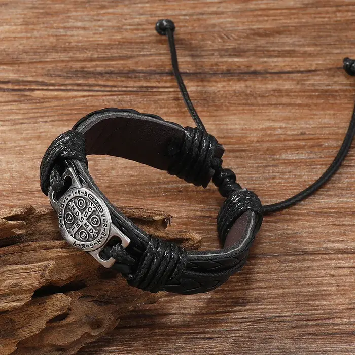 Bracelets en cuir tressés faits à la main vintage pour hommes