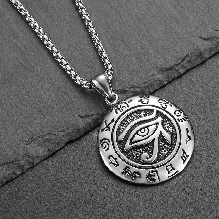 Collier pendentif œil d'horus en acier inoxydable
