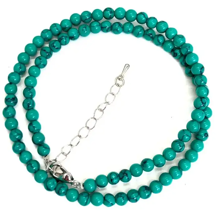 Collier de perles rondes en opale d'agate malachite naturelle de 4mm pour hommes et femmes, colliers
