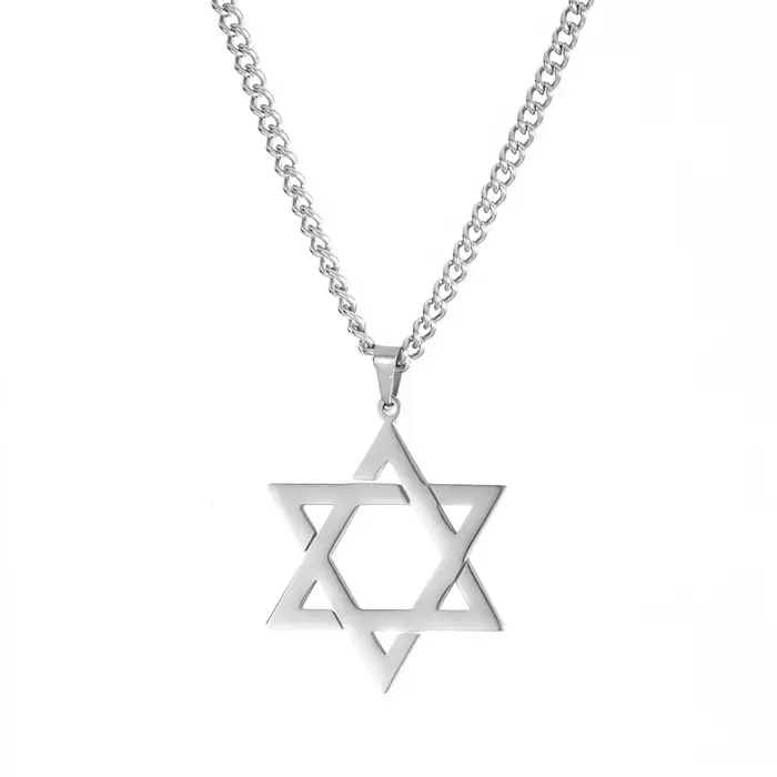 Collier pendentif étoile de David Hexagramme Skyrim pour hommes et femmes, en acier inoxydable noir,