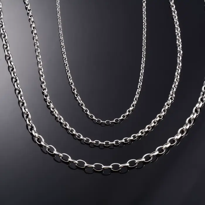 Collier Rolo en Acier Inoxydable pour Femme et Homme, Lien Ovale O JOon, Tour de Cou, Argent, Document, Métal, Bijoux, Accessoires de Bricolage