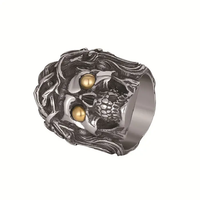 Bague crâne pour homme en acier inoxydable