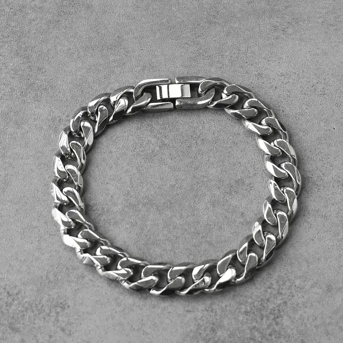 Bracelet acier inoxydable style hip-hop rock géométrique avec fermoir sécurisé pour homme femme occasions spéciales