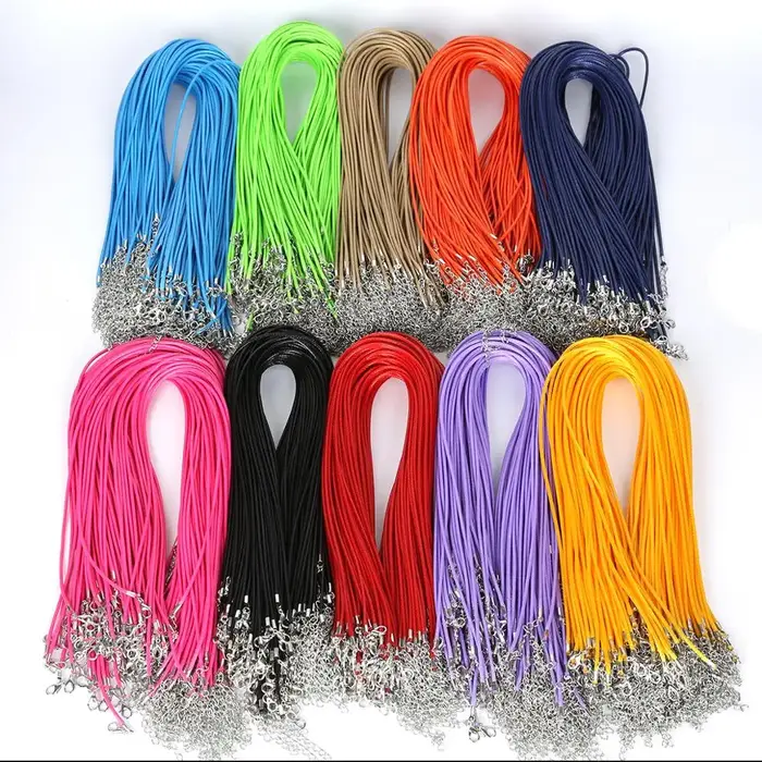 10 pièces 1.5/2mm coton ciré cordon réglable tressé corde chaîne de collier avec fermoir à homard bijoux à bricoler soi-même faisant à la main