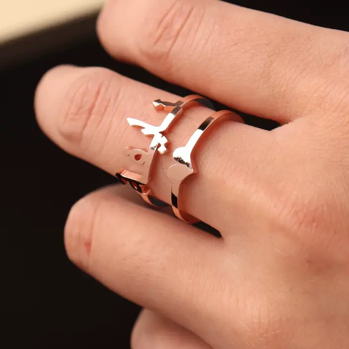 Bague personnalisée avec nom personnalisé, anneau réglable en acier inoxydable en forme de cœur, bijoux cadeaux pour femmes
