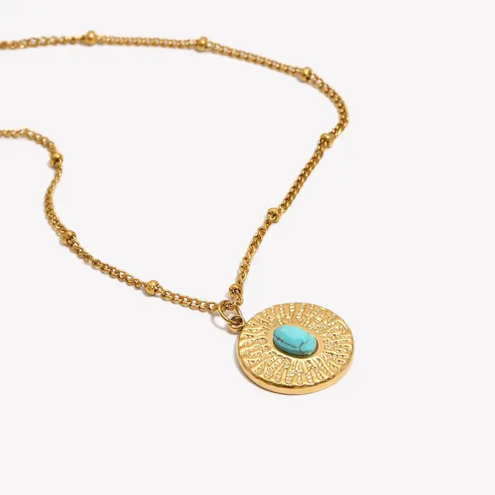 E.B.belle-Collier Rond Turquoise à Motifs