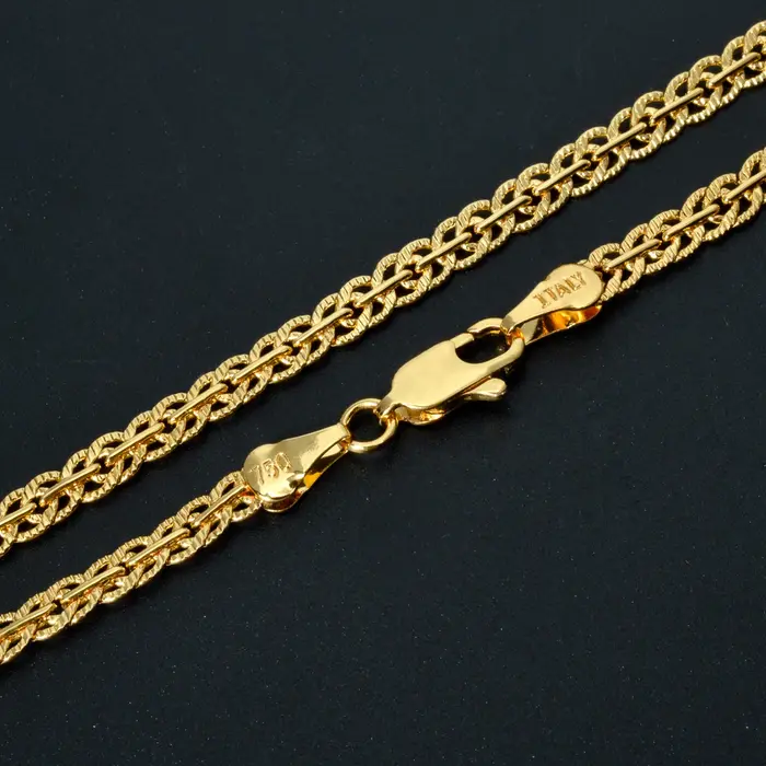 Collier chaîne de maillons plaqué or 18 carats avec croix de 5mm pour femme et homme usage quotidien occasions spéciales cadeau de fête de mariage