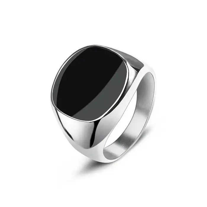Jiayiqi hommes bague Punk Rock lisse 316L acier inoxydable chevalière anneau pour hommes Hip Hop fêt