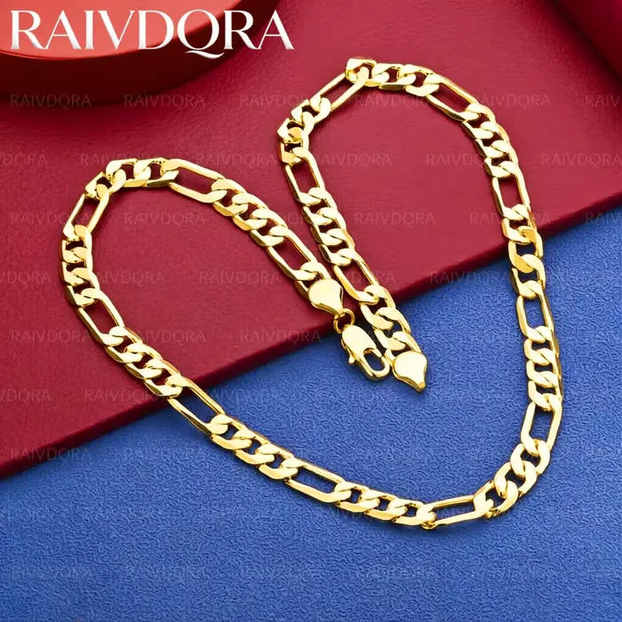 Collier chaîne plaqué or 18 carats, 40-75cm, 8mm, pour femmes et hommes, bijoux à la mode, accessoir