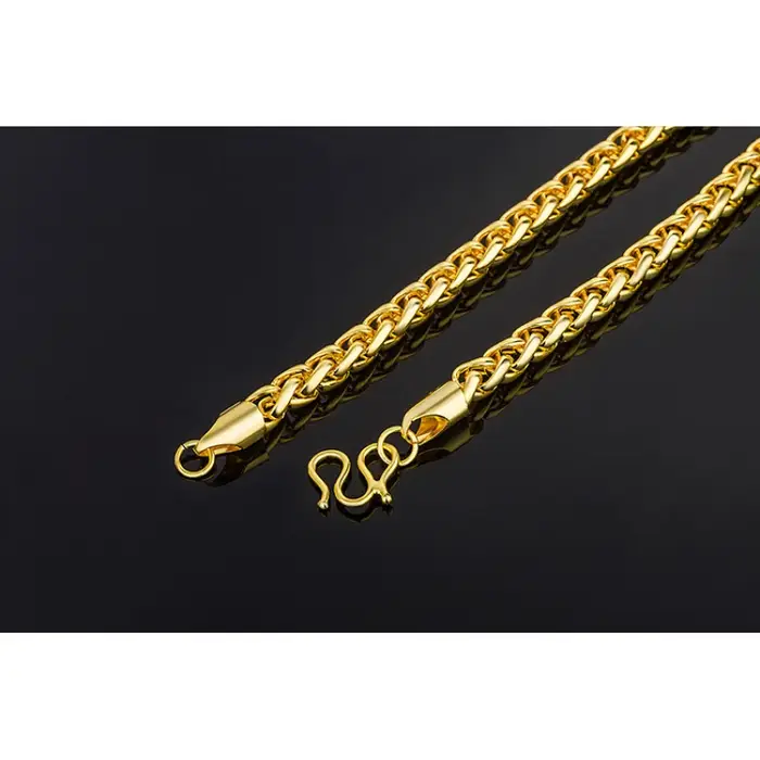Collier plaqué or 24 carats en acier inoxydable pour homme avec motif géométrique classique pour occasions spéciales
