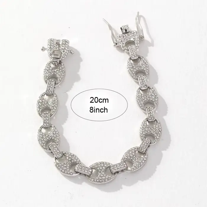 Collier chaîne Hip Hop Iced Out pour hommes et femmes, chaîne à maillons en forme de grains de café 