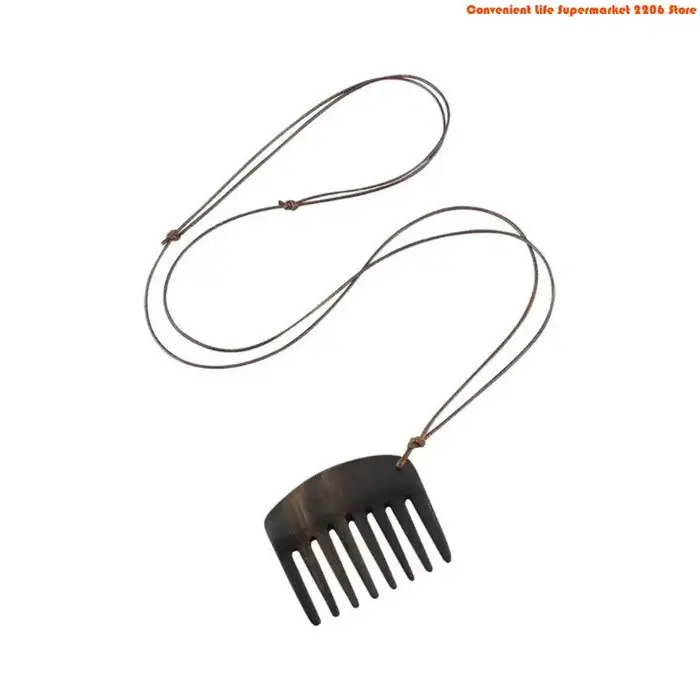 Collier pendentif peigne en bois E06E, longue corde, chaîne cou à longueur réglable, chaîne clavicul