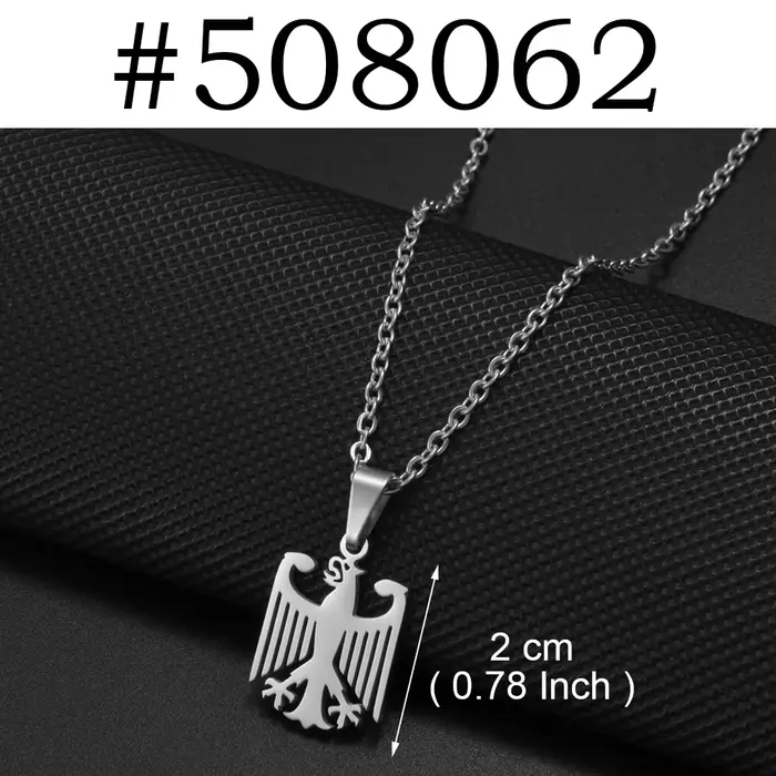 Collier en chaîne d'aigle allemand en acier inoxydable, bijoux ethniques allemands pour femmes et ho