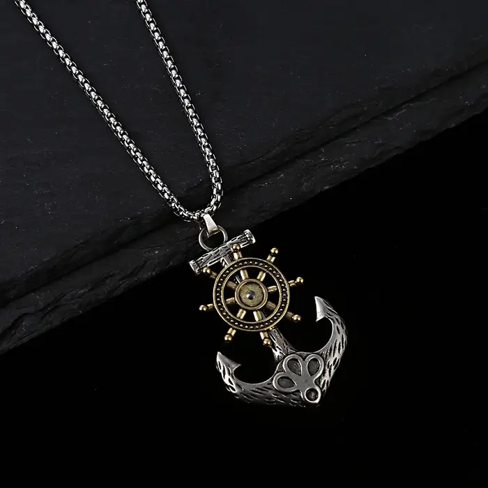Collier vintage en acier inoxydable pour hommes et femmes