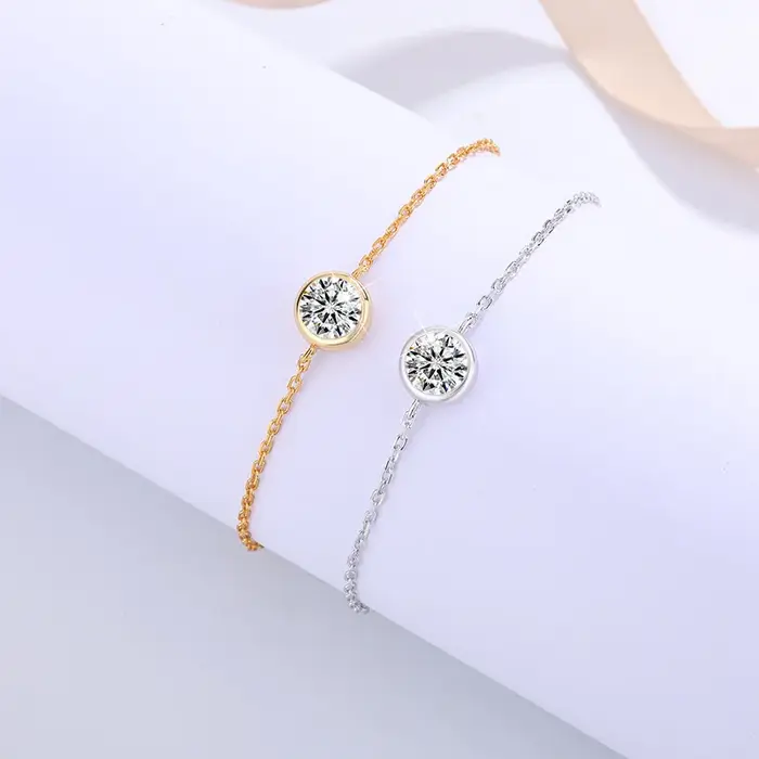 Bracelet Bulle en Argent Sterling S925 avec Moissonite pour Femmes Occasions Spéciales Mariage Élégant et Polyvalent