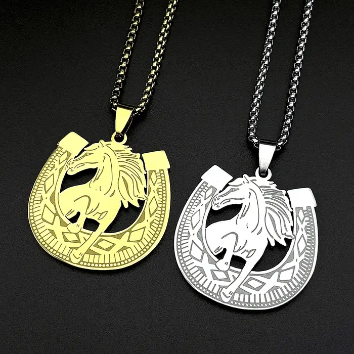 Collier pendentif en forme de fer à cheval pour femmes et hommes
