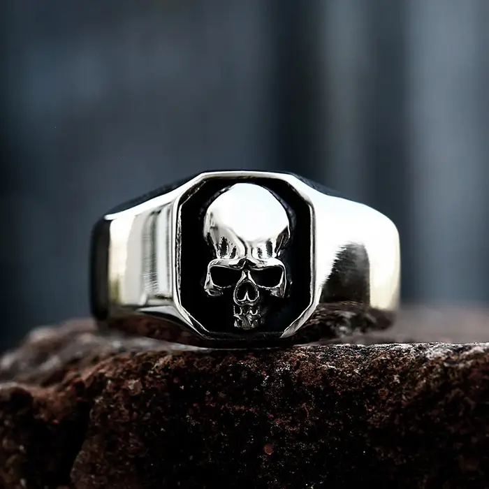 Bague Vintage crâne en acier inoxydable pour hommes et garçons