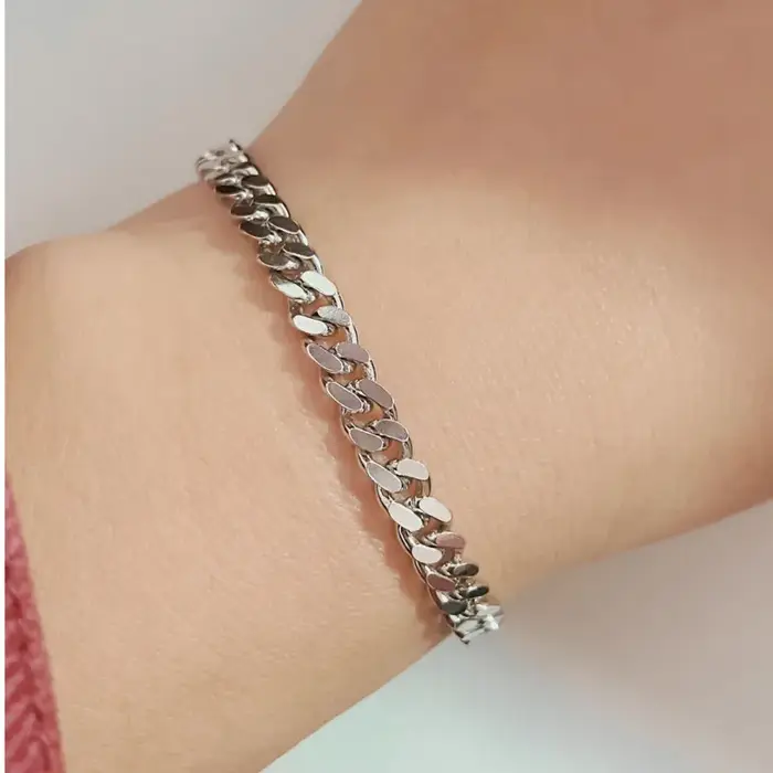 Bracelets gourmette en argent regardé 925 pour hommes et femmes