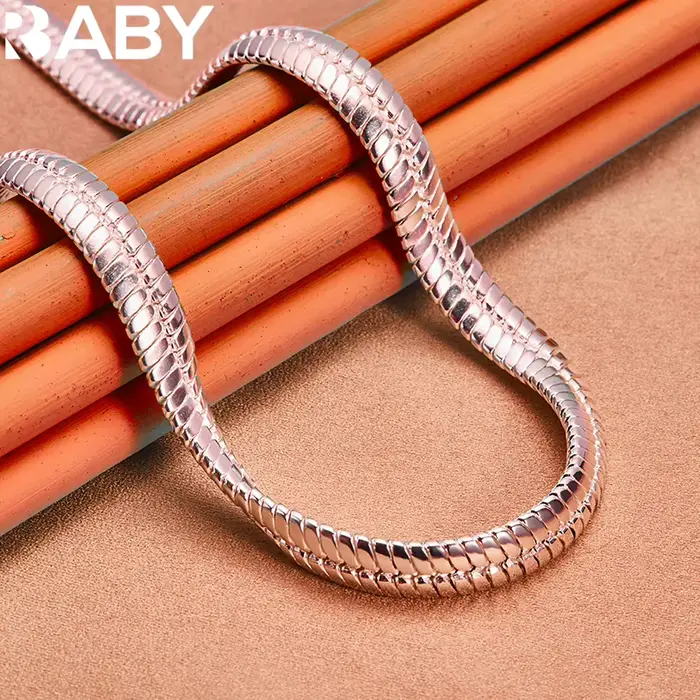 URBABY 925 argent Sterling 20 pouces chaîne 8mm solide serpent chaîne collier pour hommes femmes mar