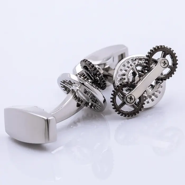 Boutons de manchette élégants pour hommes en forme de cercle, design moderne, finition plaquée rhodium, cadeau de mariage, usage quotidien et occasions spéciales