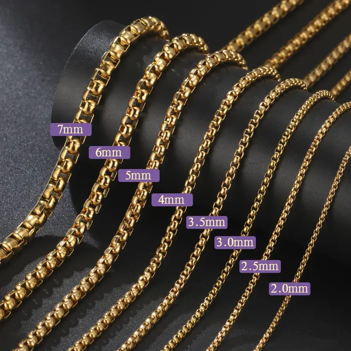 Collier en acier inoxydable Skyrim pour homme et femme avec chaîne de boîte classique et pierres de couleur multiples pour diverses occasions