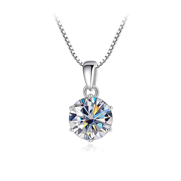 Collier avec pendentif en Moissanite véritable, 1 carat, en argent Sterling 925 de qualité supérieure, bijoux fins pour fête de mariage, pour femmes