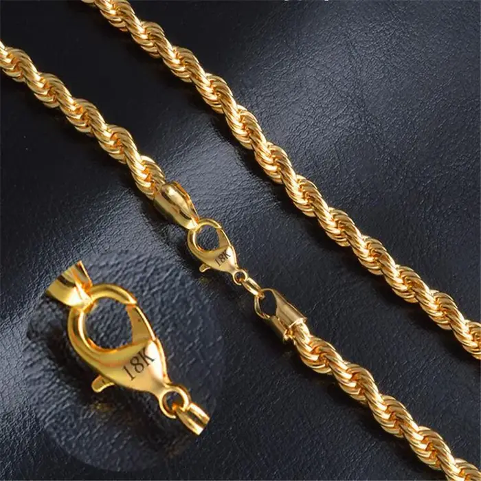 JOTwist-Collier en Or pour Homme, Bijoux Fantaisie, 18 K, 6mm, 50 cm, 20 Pouces