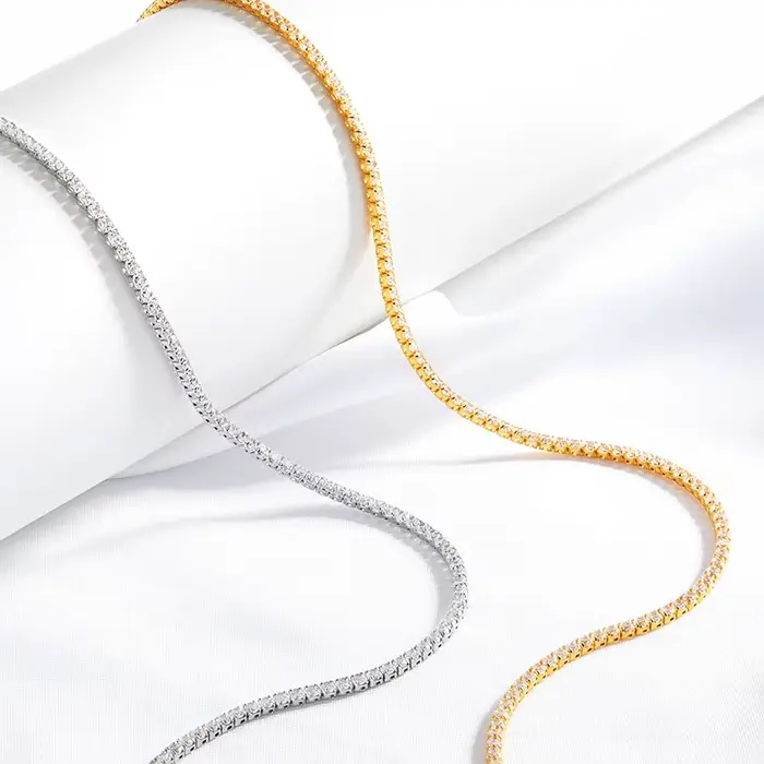 Smyoue chacun 2mm tout Zircon/moissanite collier de Tennis pour femmes homme chaîne ras du cou réglable 100% 925 bijoux en argent Sterling