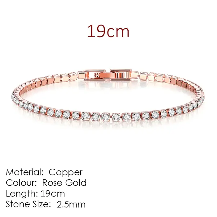 Bracelet de Tennis multicolore pour femmes et hommes, 2.5mm, zircone cubique, breloque de styliste, 