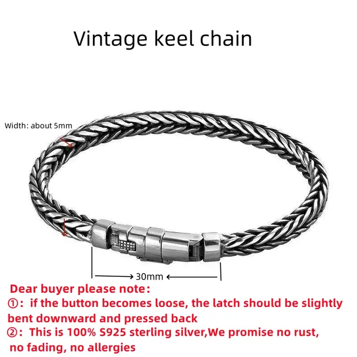 Bracelets en argent pur S925 pour hommes et femmes