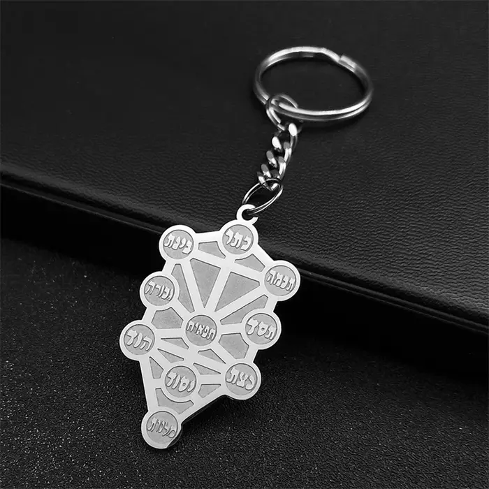 Cabala Arbre de Vie en Acier Inoxydable pour Homme et Femme, Clé Hébraïque, Cadeaux Bijoux