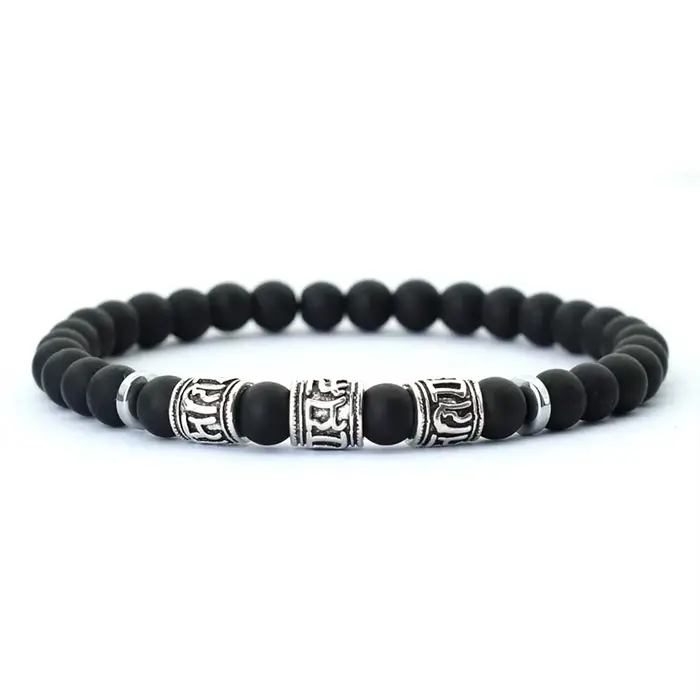 Noter Mantra Bracelet pour hommes 6mm Howlite lave yeux de tigre perles Braslet Viking accessoires Pulseras Para Hombre Tibet Braclet