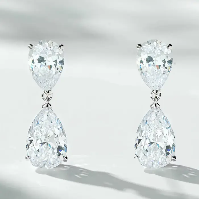 Vinregem – boucles d'oreilles en saphir pour femmes, coupe poire, pierres précieuses en argent Sterling 100% 925, bijoux fins, cadeaux de fête de mariage, vente en gros