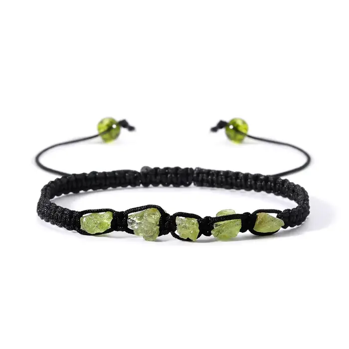 Bracelet tissé à la main en olivine naturelle pour hommes, femmes, bracelets de couple, accessoires 