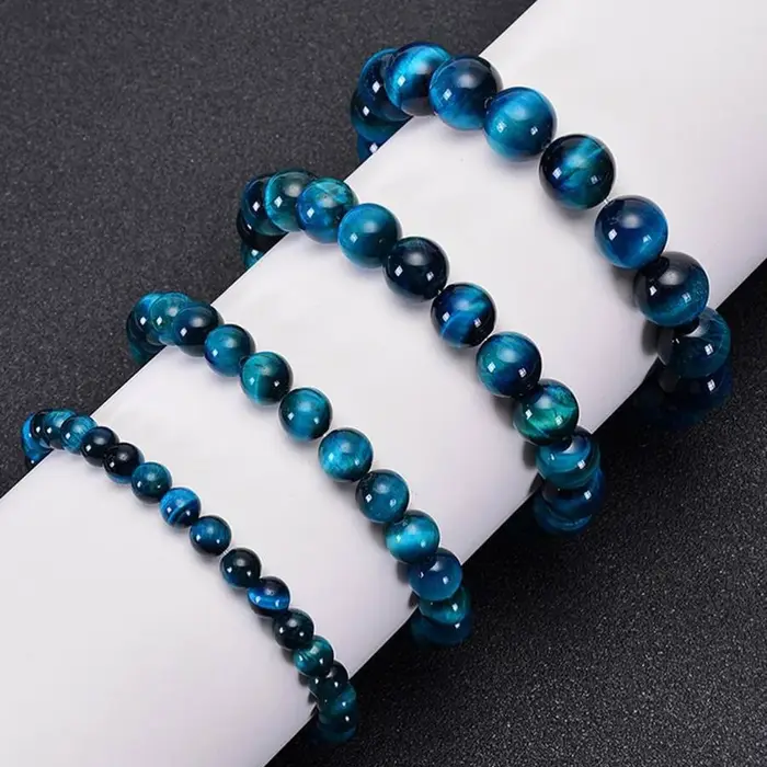 Bracelet de perles d'apatite bleue en pierre naturelle, minimaliste unisexe, bijou fait à la main pour homme et femme pour différentes occasions