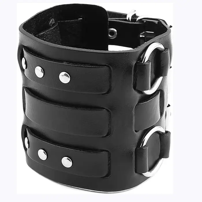 Bracelet gothique à manchette large, Punk Rock Biker, large sangle en cuir