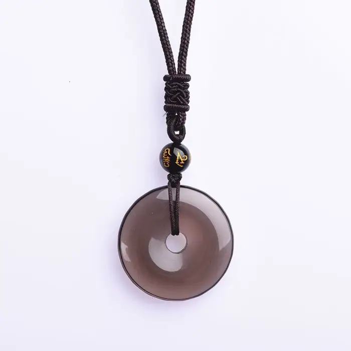 Collier pendentif rond en obsidienne pour la Protection