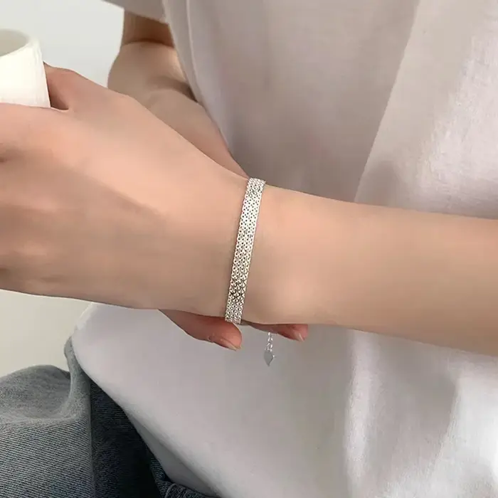 Bracelet en argent Sterling 925 motif cœur élégant pour femmes et hommes occasions spéciales mariage anniversaire cérémonies