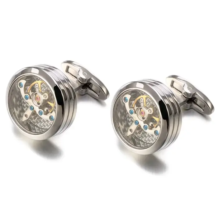Boutons de manchette à Tourbillon de haute qualité pour hommes, montre mécanique de marié de mariage