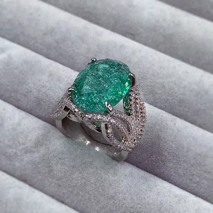 Bague en argent sterling 925 sertie de zircon ovale vert élégante pour femmes occasions spéciales anniversaires fêtes