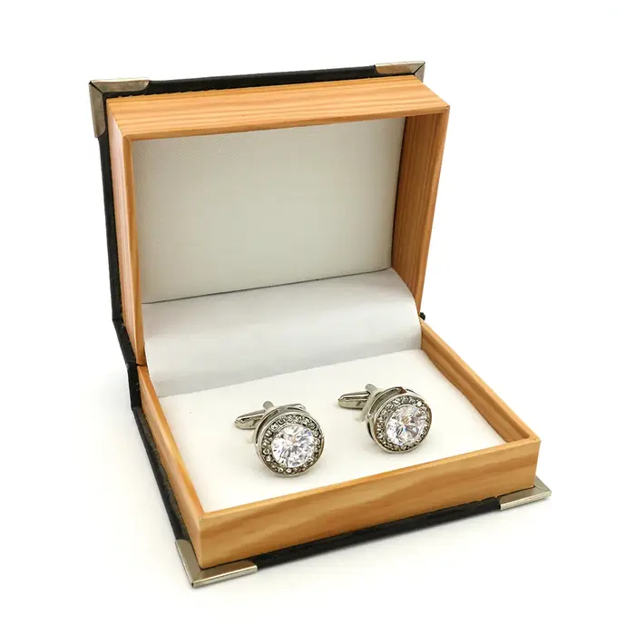 Bouton de manchette en laiton avec cristal rose plaqué or antique ou titane élégant pour hommes occasions formelles